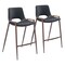 Modern Home Set of 2 Black and Brown Upholstered Stackable Counter Chairs 35.5"